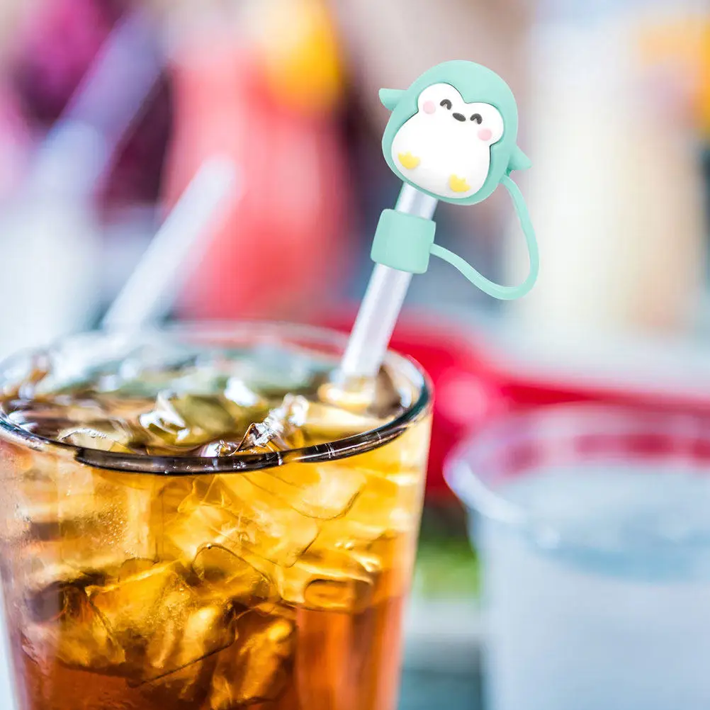 6Pcs Silicone Straw Covers Caps Dust Proof Reusable Cute Straw Toppers for Drinking Straws Lightweight Decorative