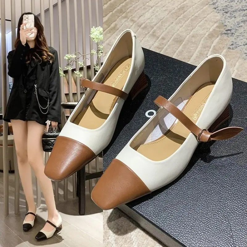 

Brand New Flats Shoes Women Low Heel Square Toe Shallow Shoe Slip On Loafer Round Toe Flat Shoes zapatos Spring and Autumn Fashi