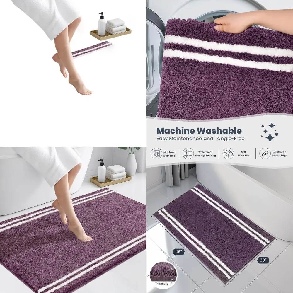 

Purple Plush Shaggy Microfiber Bath Mat, 30x46, Non-Slip, Machine Washable, Super Absorbent & Quick Drying