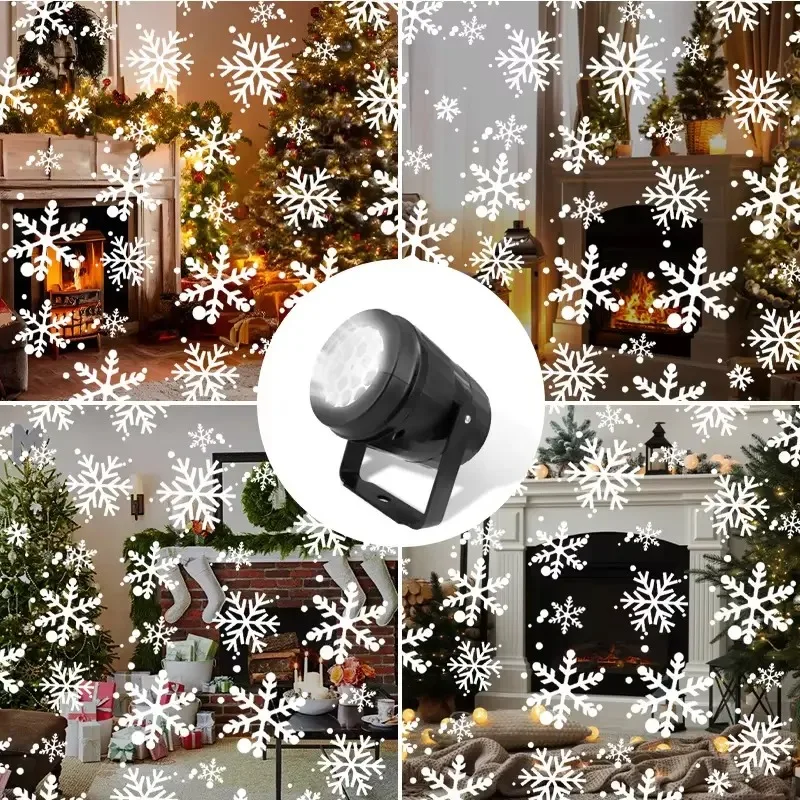Natal alimentado por usb floco de neve projeção luz rotativa lâmpada do floco de neve para interior ao ar livre decoração do feriado casa festa decoração