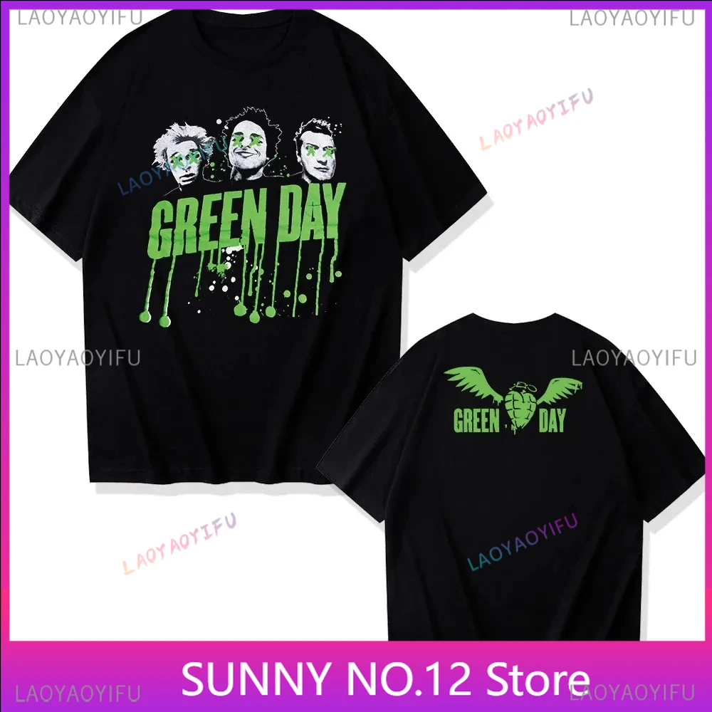 2024 Rock Band Green The Saviors Tour Graphic Shirts Fashion Hip Hop Short Sleeve Tshirt Unisex Top Popular Customized Tee