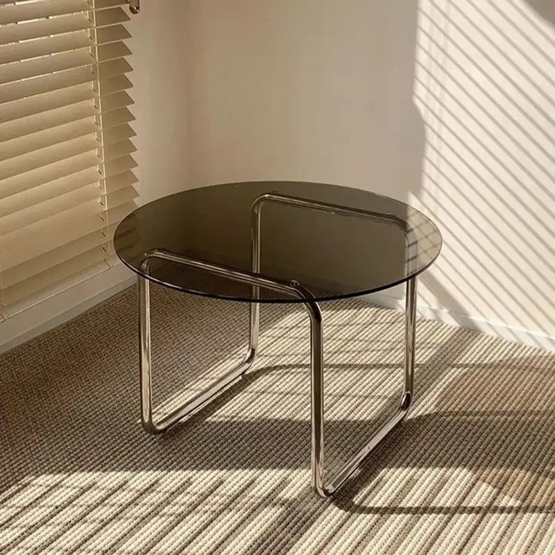 Luxury-inspired Coffee Table Tempered Glass Coffee Table Living Room Sofa Side Table Bedroom Transparent Round Coffee Tables