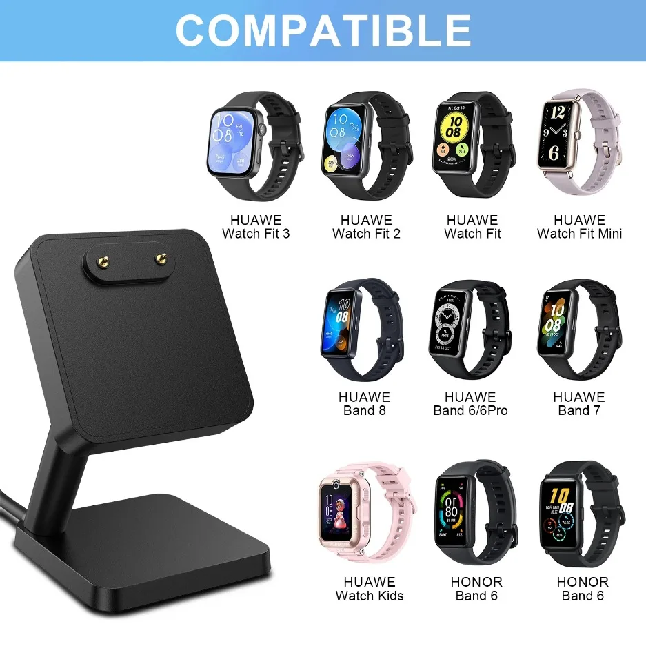 화웨이 워치 핏 3 2 미니 마그네틱 충전기 어댑터 데스크탑 스탠드 화웨이 밴드 8 7 6/6pro용 스마트워치 USB 충전 케이블