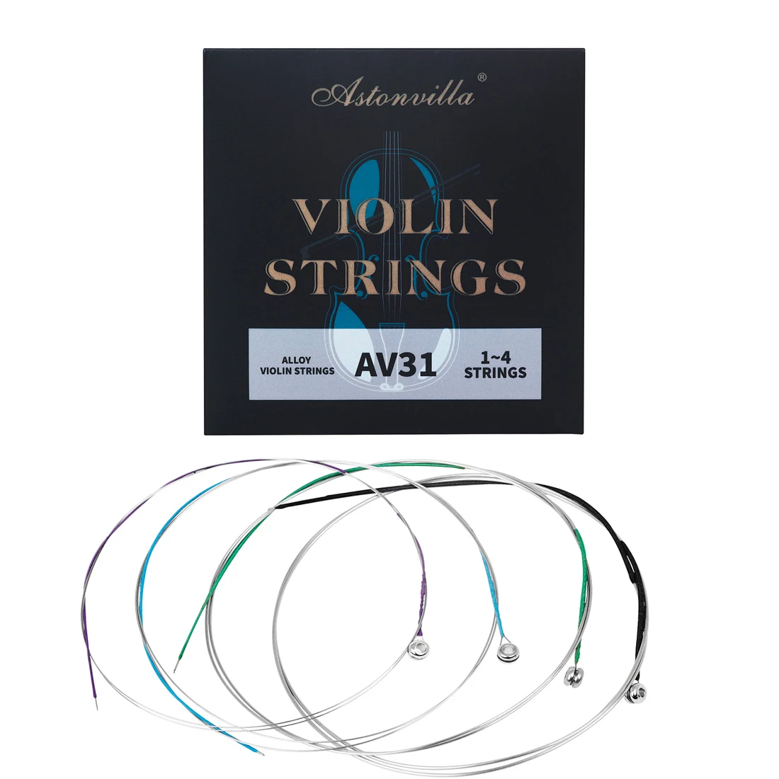 Astonvilla Violin Strings for 4/4 3/4 1/2 1/4 Size Wound Silver Steel Practice String AV31 Stringed Instrument Accessories