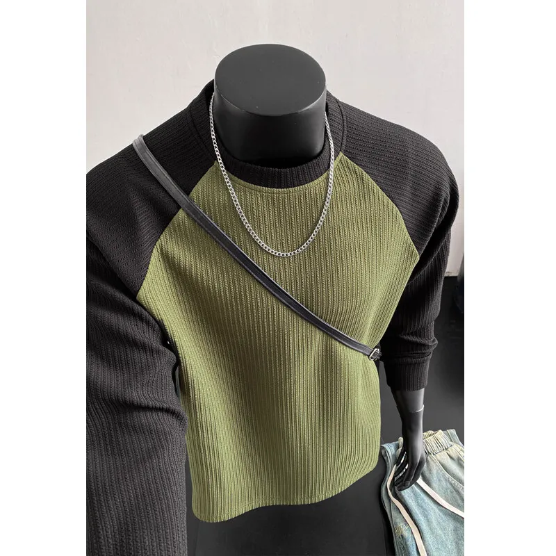 

Mens Long Sleeve T Shirts Casual Round Neck Cotton Moisture Wicking Tees Tanks Patchwork Undershirts Loose Fit Tshirts for Men