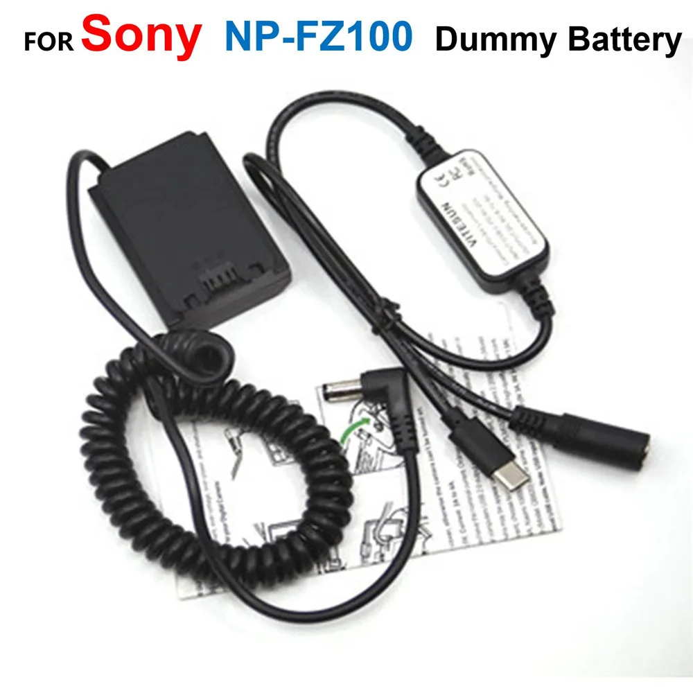 

USB Type-C Power Cable+NP-FZ100 DC Coupler FZ100 Fake Battery For Sony A9 A7M3 A7M4 A7IV A6600 A7RM3 A7RIII ILCE-9 A7RM4 A7RIV