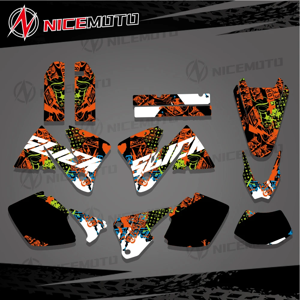 NICEMOTO NEW TEAM GRAPHICS WITH MATCHING BACKGROUNDS Sticker For KTM EXC 250 300 350 400 520 MXC 200 300 2001 2002