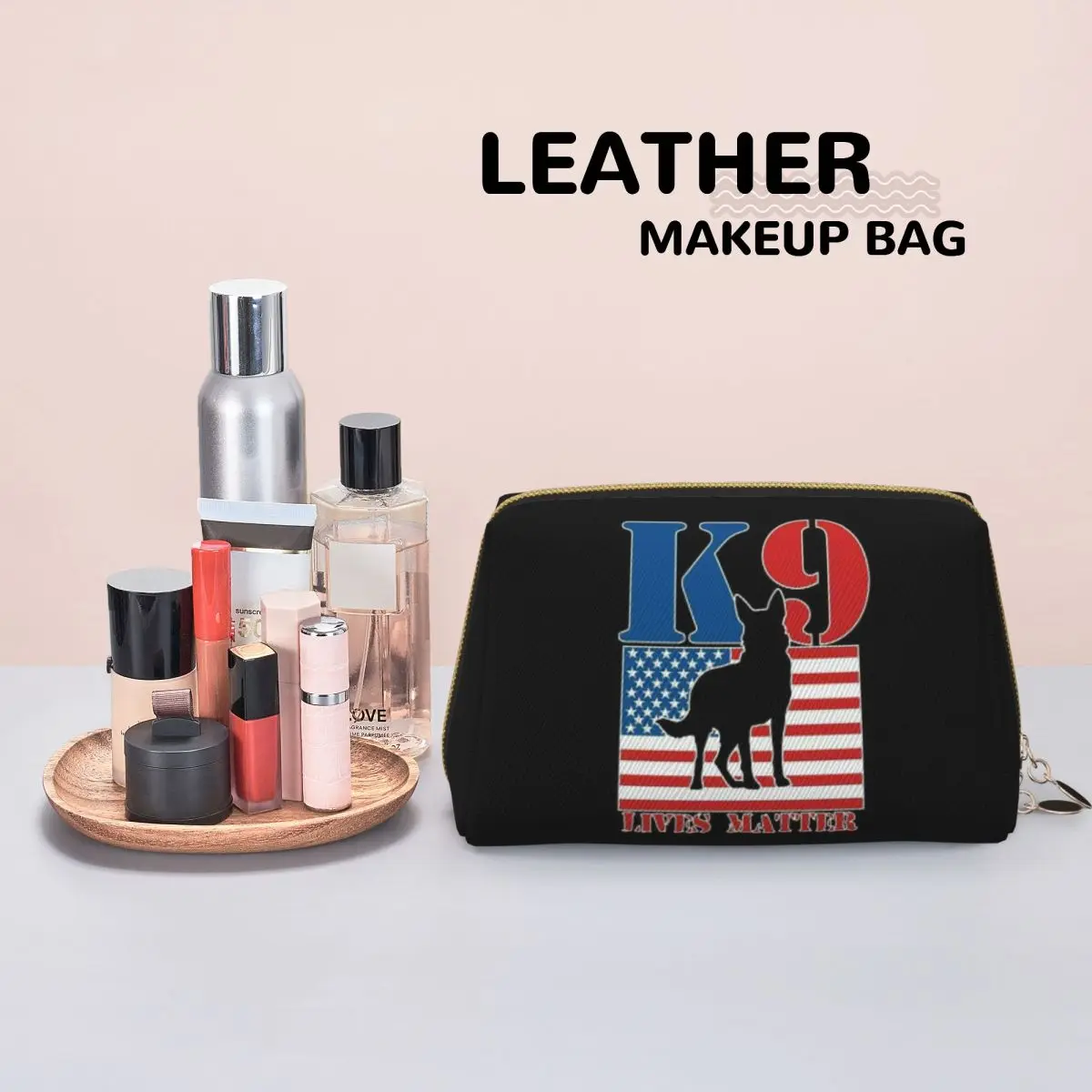 K9 Unit Malinois Belgian Shepherd Dog Women Cosmetic Bags Travel Makeup Organizer Pouch Toiletry Storage Dopp Kit Box