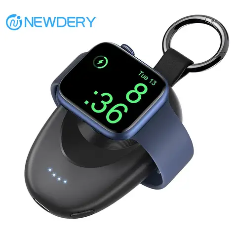 NEWDERY Batteria 1400mAh Caricatore wireless portatile per Apple Watch Serie 10 9 8 7 6 5 4 3 Ultra 2 Power Bank a ricarica rapida