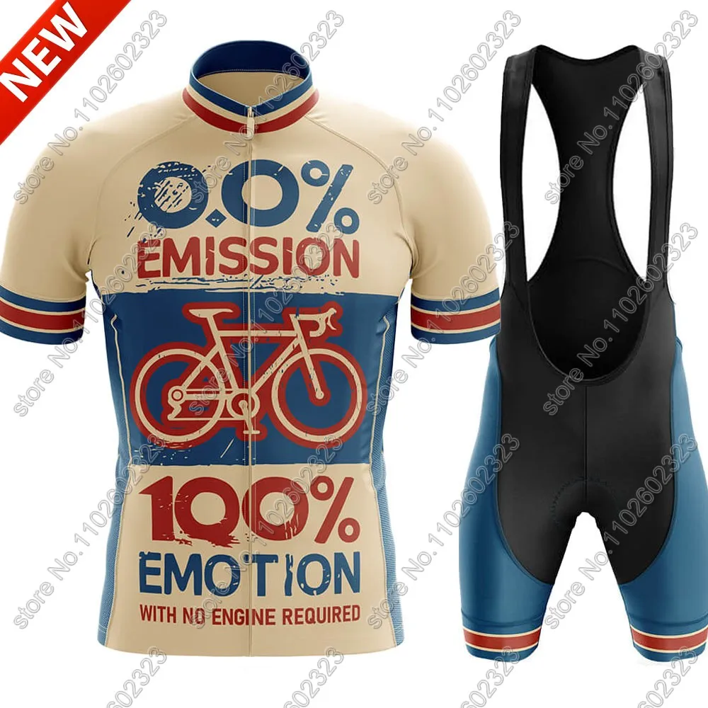 100 Percent Emotion 2024 Cycling Jersey Set Short Sleeve Vintage Clothing Road Bike Shirts Suit Bicycle Bib Shorts MTB Wear Kits