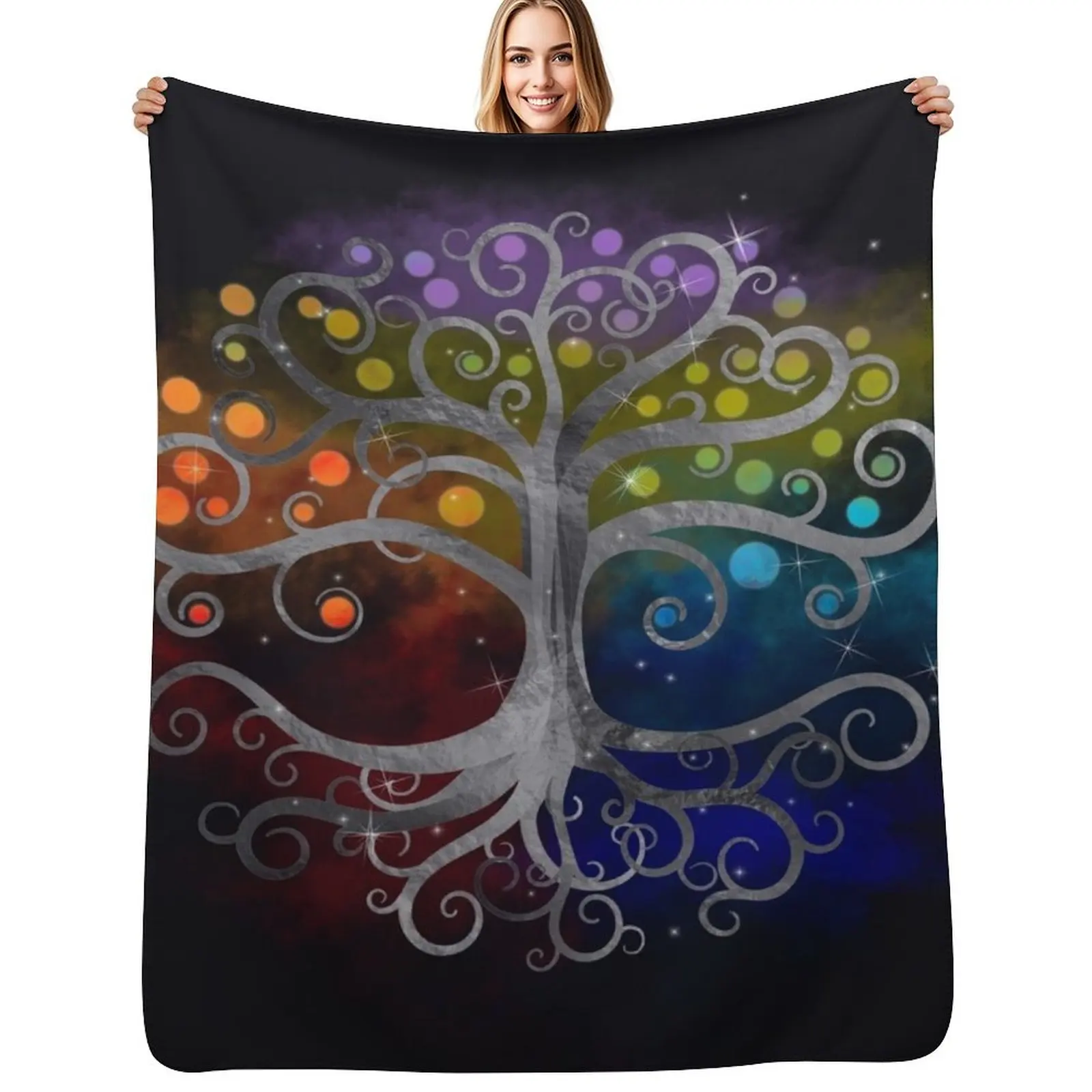 

Tree of life Silver Swirl Throw Blanket Flannel Fleece Soft Warm Throw Blanket