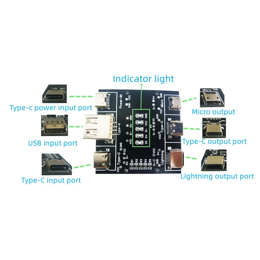 Multifunction Mini USB Cable Tester USB A to Type-C Micro Lightning Short Circuit On-Off Data Cable Compatible With DT3