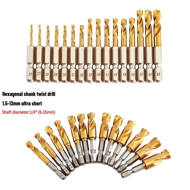 HSS Twist Drill 6.35mm Hexagonal Shank Twist Drill Angle Iron Angle Steel Special Drill Bit Strong Q Type Short Drill