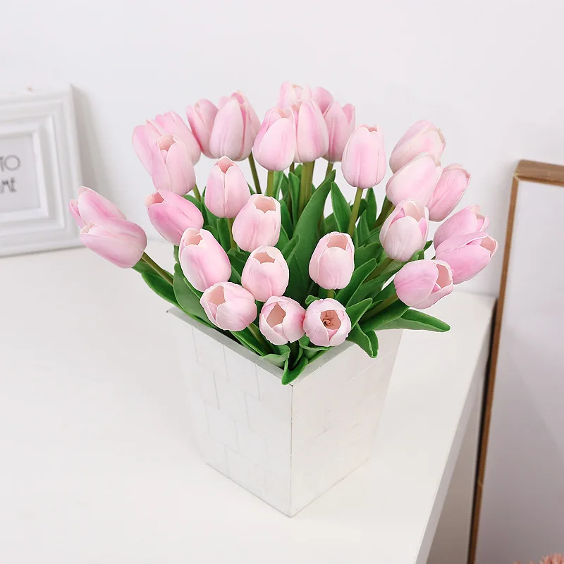 10PCS Tulip Artificial Flower Real Touch Artificial Bouquet Fake Flower for Wedding Decoration Flowers Home Garen Decor