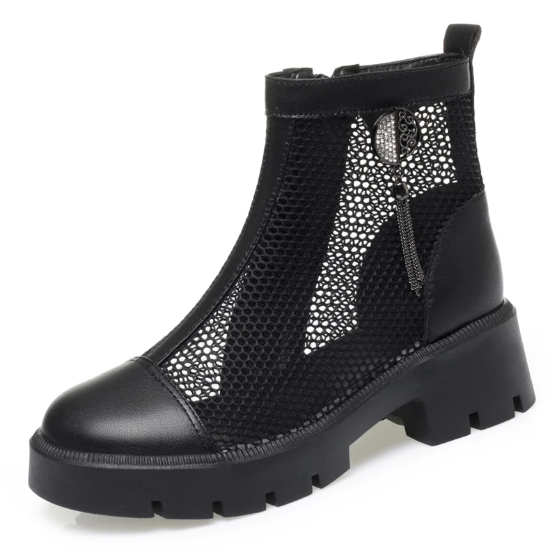 AIYUQI Women Summer Boots 2025 New Genuine Leather British Fashion Summer Women Boots Mesh Tassel Women Cool Boots