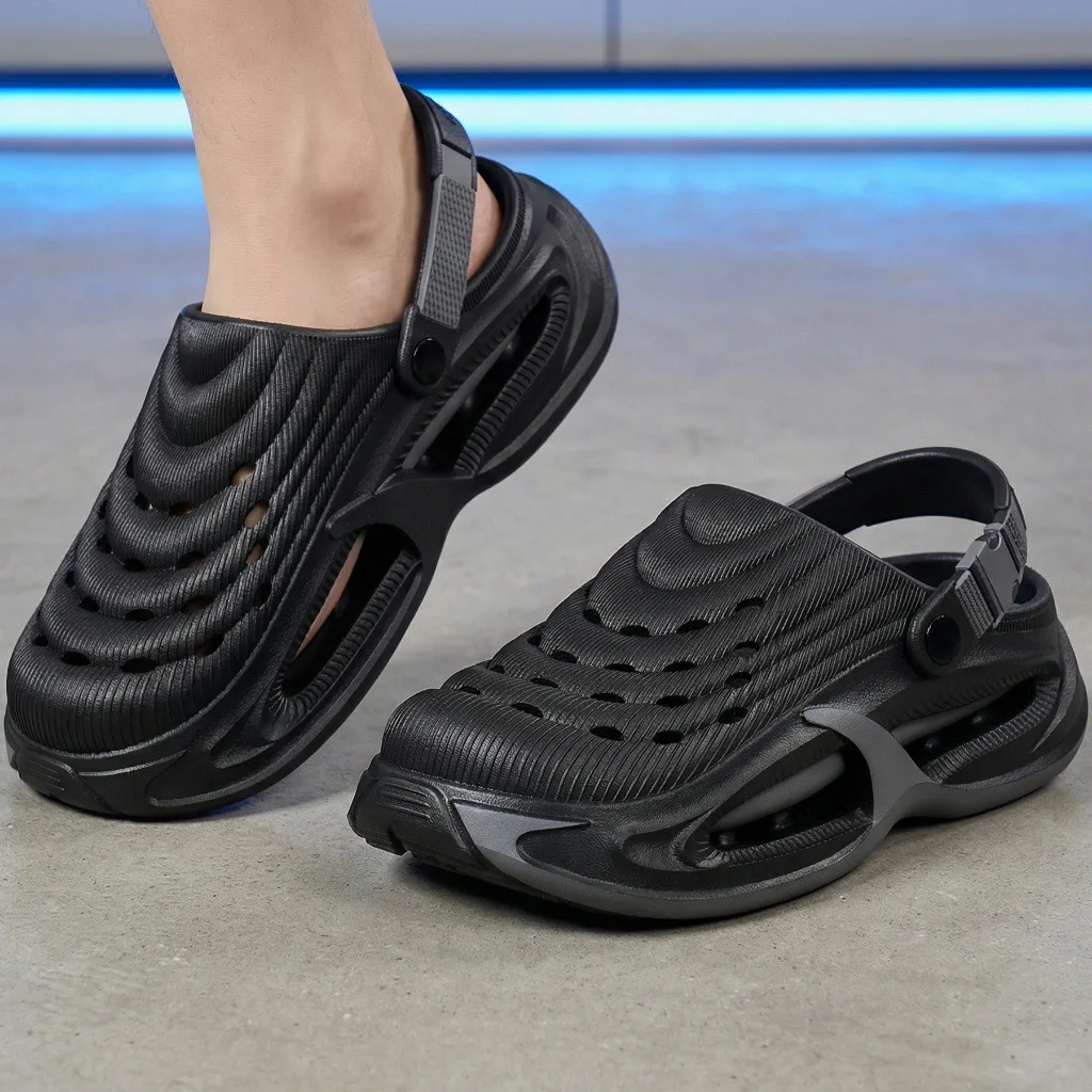Neue Lochschuhe für Herren im Sommer, dicksohlig, rutschfest, atmungsaktive Fahrersandalen, langlebige und modische Strandschuhe. – Detail 16