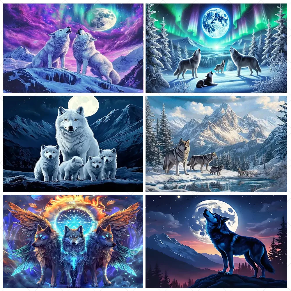 

Mysterious Night Sky Forest Lone Wolf Backdrop Supplies Moon Wolf Photography Background Room Party Decoration Photo Shoot Prop