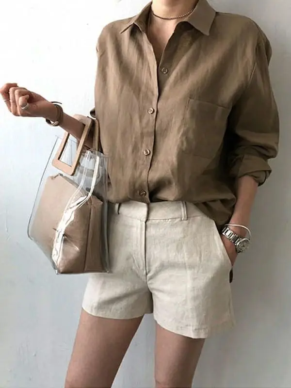 Cotton Linen Women's Shirt Casual Outerwear Spring Autumn New Style Hong Kong Style White Linen Design Sensation Small Audience