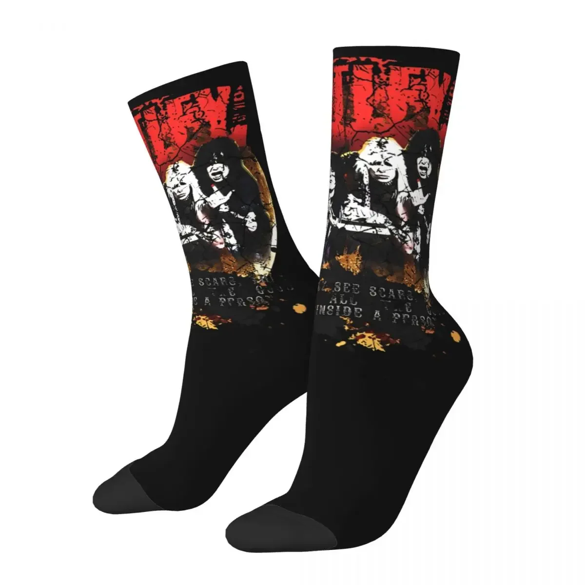 Happy Funny Unisex Socks Motley Crues Metal Rock Music Band Accessories Warm High Quality Stockings All Seasons