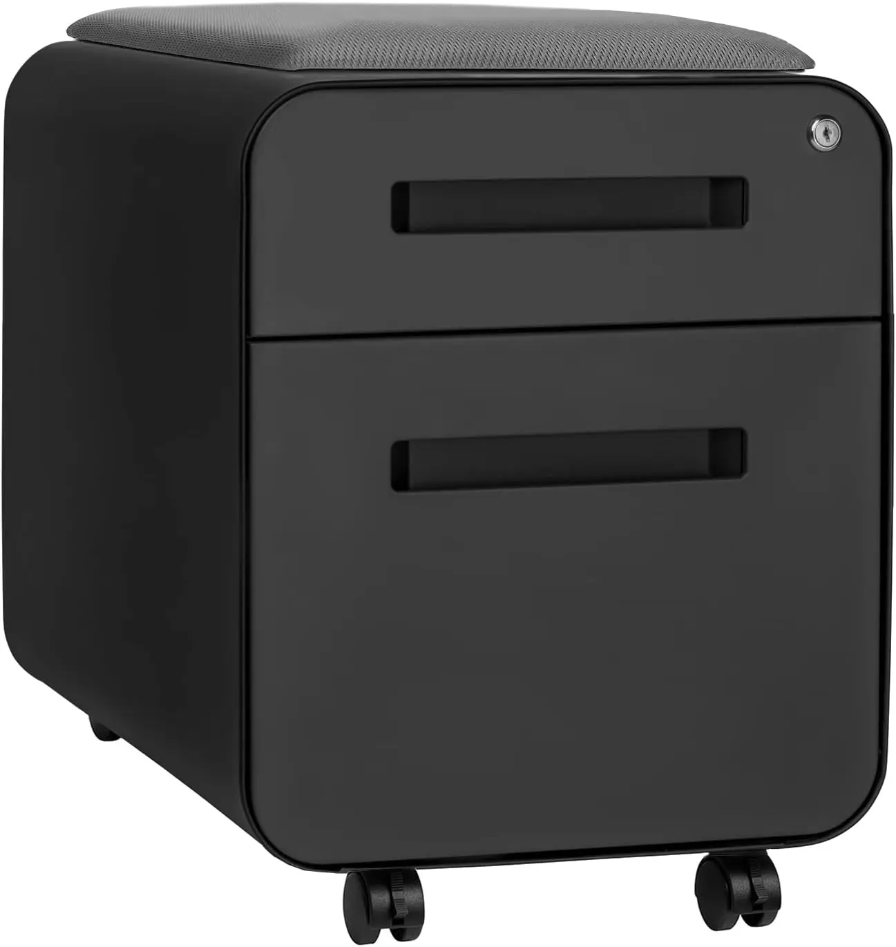 Laura Davidson Furniture STOCKPILE Mini Seated 2 Drawer Mobile File Cabinet with Removable Magnetic Cushion Seat - Short Version