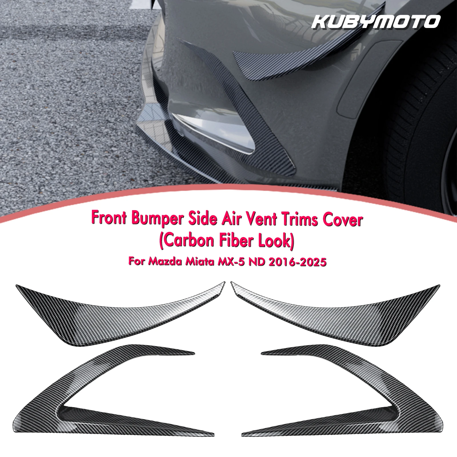 

4 шт., передняя боковая крышка вентиляционного отверстия автомобиля, накладка на впускной сплиттер Canard для Mazda MX-5 ND Miata 2016-2025