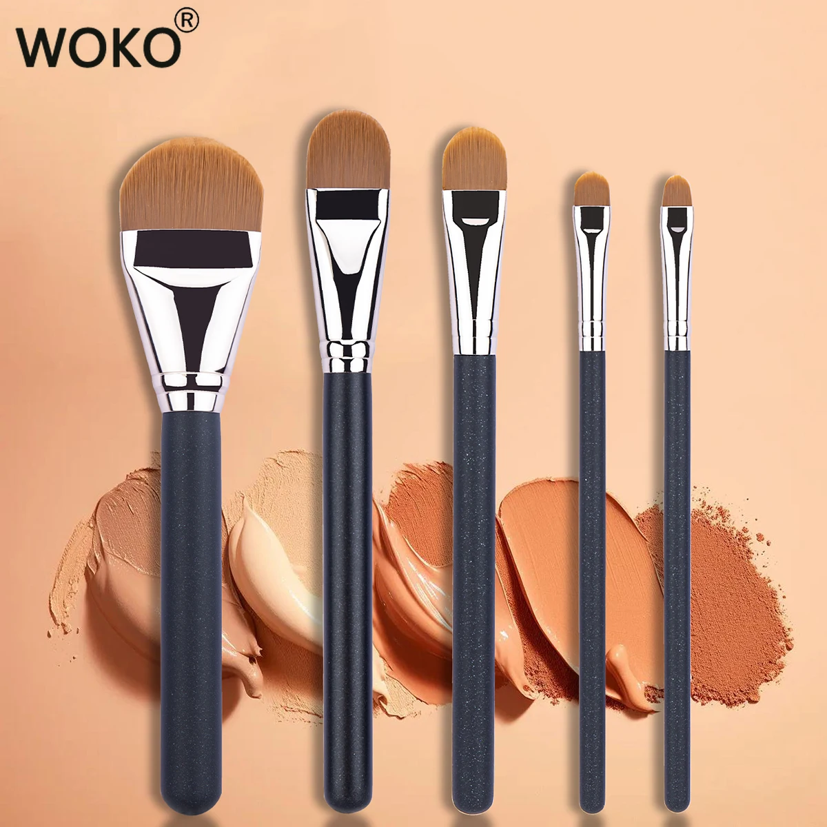 5 PCS Foundation Concealer Makeup Brush Sets Ultra-thin Contour Foundation Liquid Concealer Cream Make-up Tool 5 Types Sizes