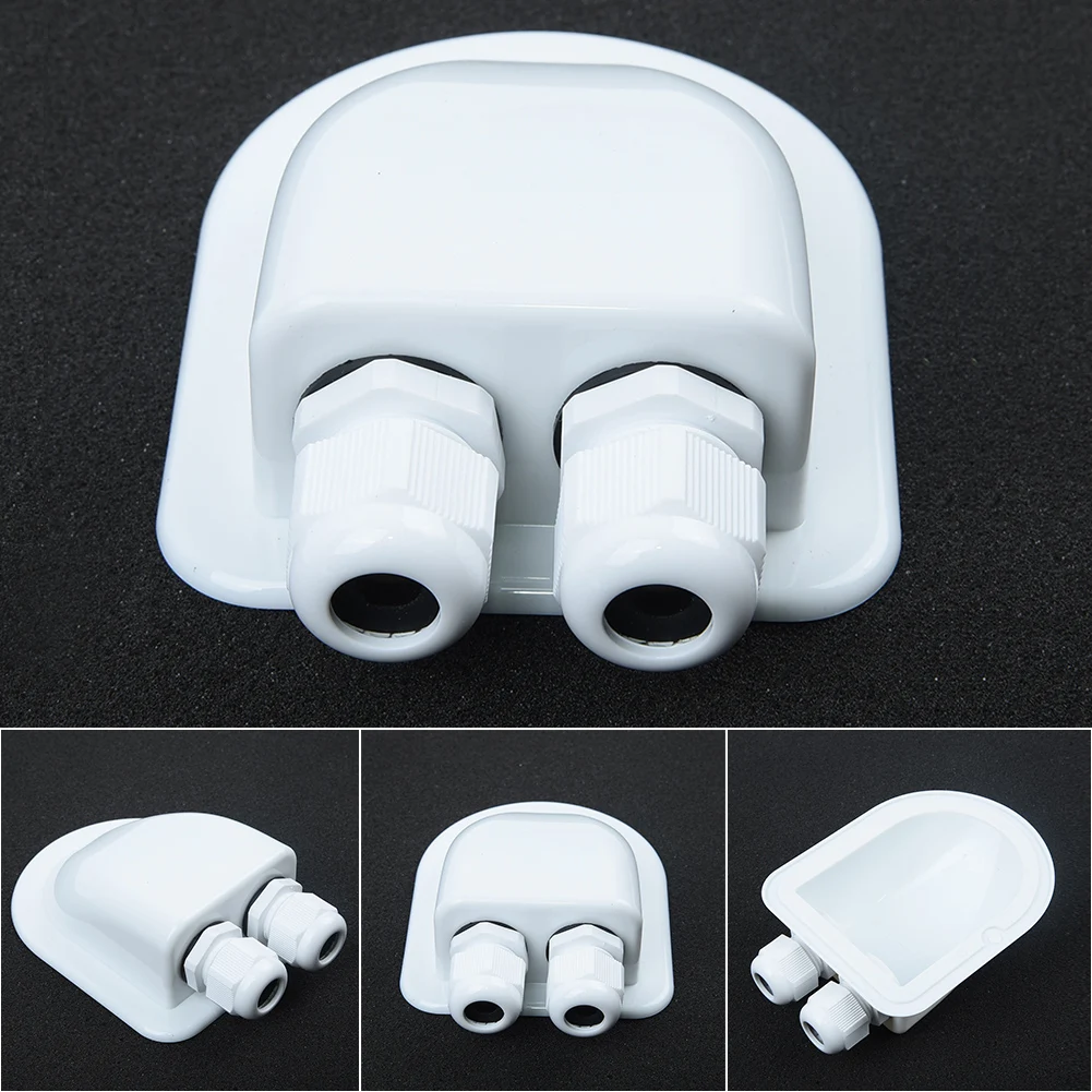 White Double Hole Anti-UV for Roof Wire Entry Gland Box For Motorhome for caravan RV Boat Yacht for camper Van With Connecting