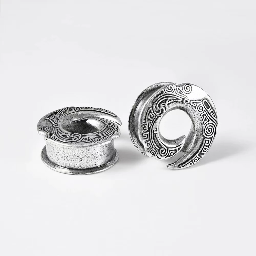 Vintage Spiral Ear Weights 1 Pair Silver Tone Ear Hangers for Stretched Ears Gauge Body Jewelry