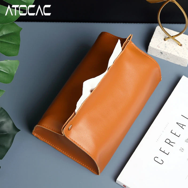 Leather Tissue Box Cars Napkin Holder Wipe Paper Storage Automobiles Parts Luxury Case Interior Accessories Universal Organizers