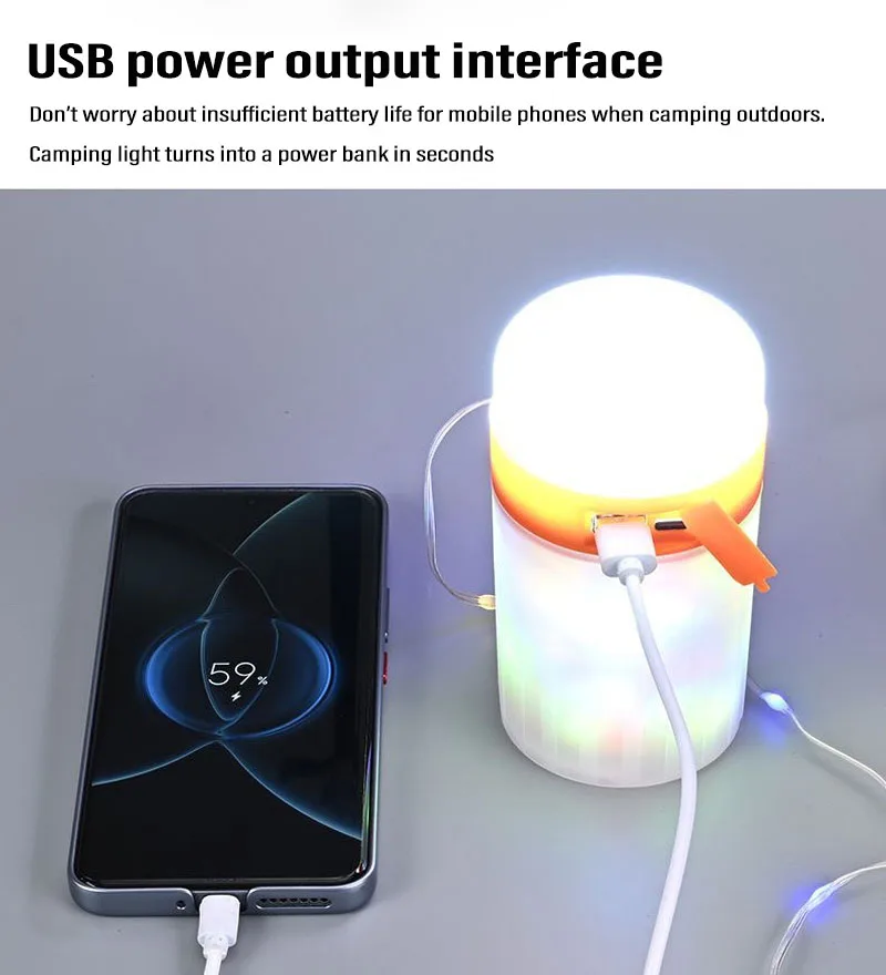 ไฟแคมป์ปิ้ง 3-in-1 ไฟ LED แบบม้วน 10 เมตร ไฟแคมป์ปิ้งแบบ USB สำหรับใช้งานกลางแจ้ง ไฟ LED แบบรีไซเคิลได้ สำหรับตกแต่งสวน เต็นท์ และห้อง