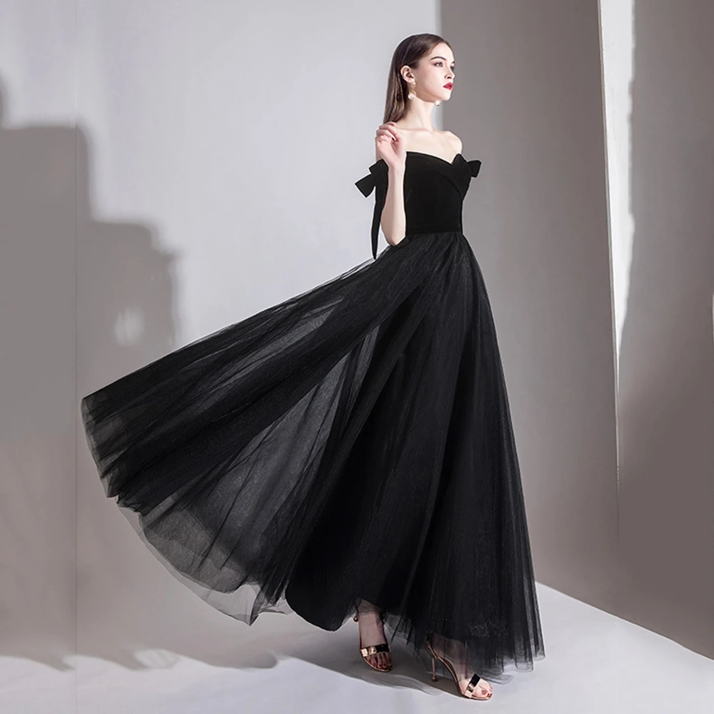 Prom Dress Boat Neck Floor-Length Sexy Dresses Woman Party Night Prom Dresses