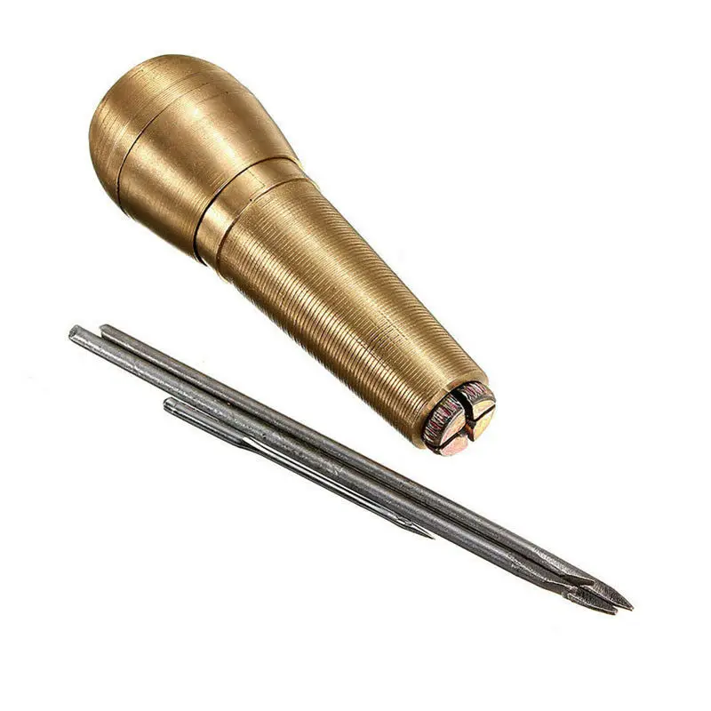 Leather Sewing Kit DIY Leather Sewing Awl Needle With Copper Handle Set Leather Canvas Tent Shoes Repairing Tool