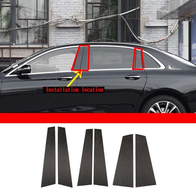 For Mercedes-Benz E-Class W213 2016-2019 Exterior Details Real Carbon Fiber Car Window Center Pillar Trim Strip Car Accessories