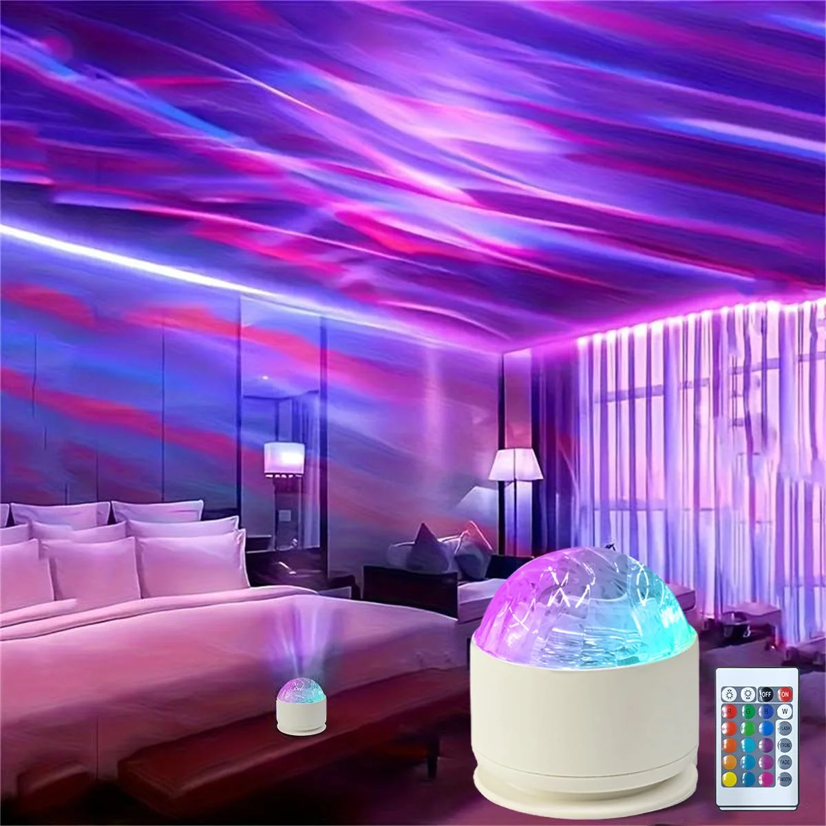 LED Waterripple & Aurora Light Projector With Remote Control USB powered 16 Lighting Color For Bedrooms Weddings Christmas Decor