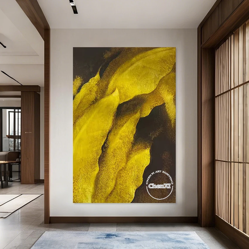 عمل فني للمكتب من القماش، تصميم فني للمناظر الطبيعية التجريدية للنباتات، صورة جدارية مصنوعة يدويًا، بدون إطار، لوحات الانطباعات الفنية