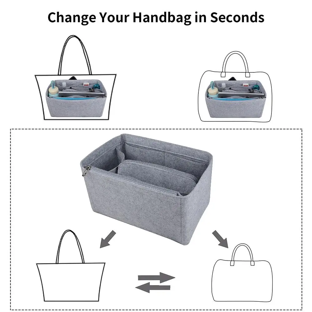Handbag Insert Bag Felt Multi-Pocket Liner Bag Travel Storage Bags Bag Organizer for Speedy Neverfull/Longchamp LE PLIAGE