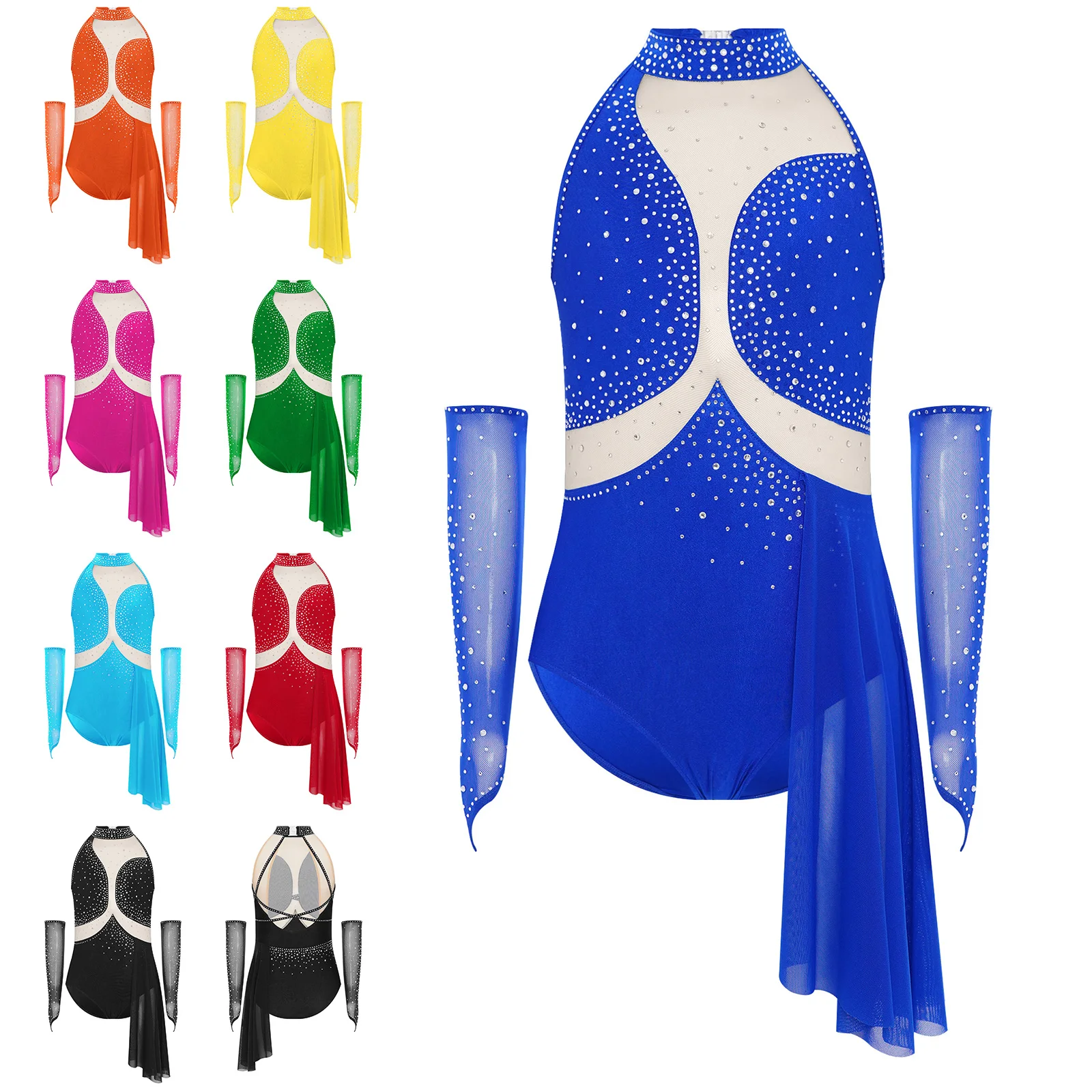 Kids Girls Ballet Skirted Leotard Lyrical Modern Tutu Dress Gymnastics Jersey Figure Skating Costume Ballerina Party Costume