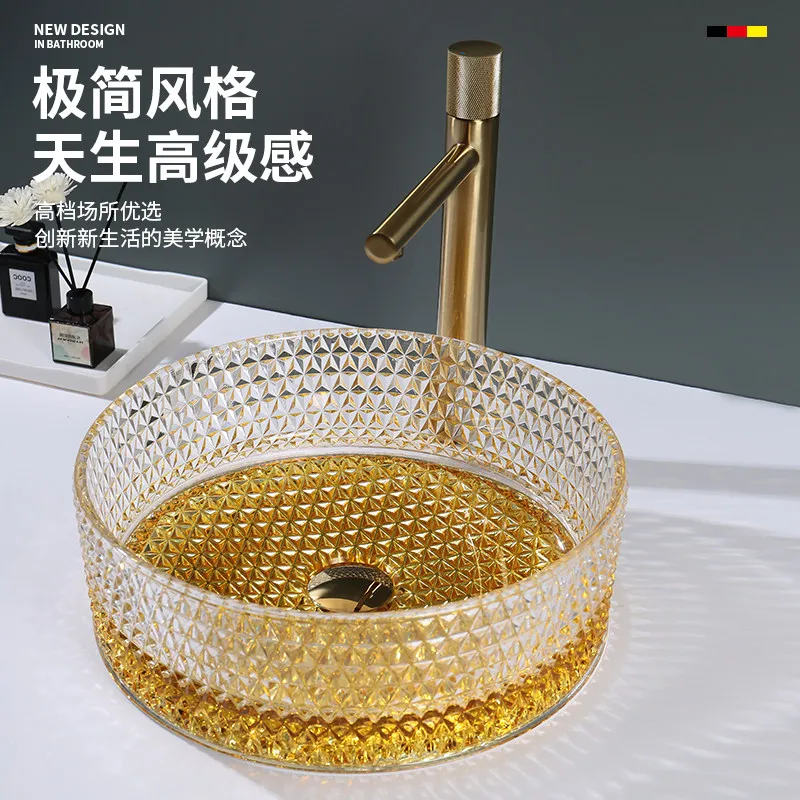 

Стильная и простая хрустальная раковина для ванной комнаты, 36/40 см, круглая, для установки на столешницу