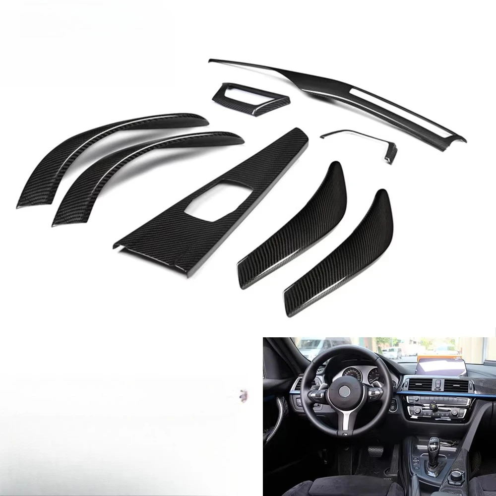 

LHD 4-Door Carbon Fiber 8-Piece Set Dashboard Door Panel Upholstery fo