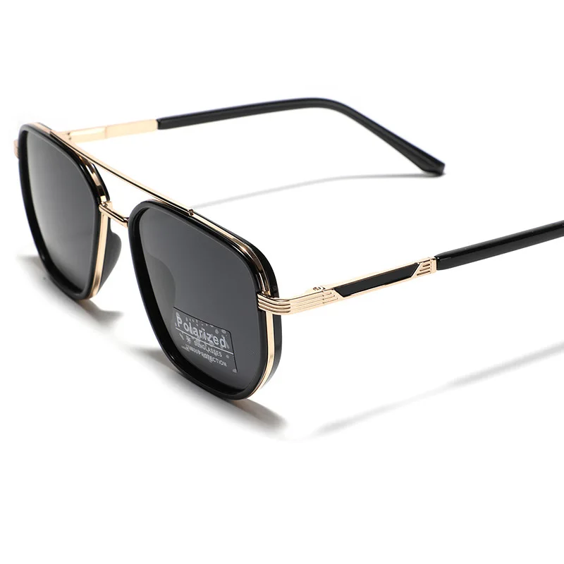 

Поляризованные солнцезащитные очки TR90, мужские солнцезащитные очки в металлической оправе в стиле ретро, солнцезащитные очки с двойным мостом для вождения UV400, очки Gafas De Sol Hombre