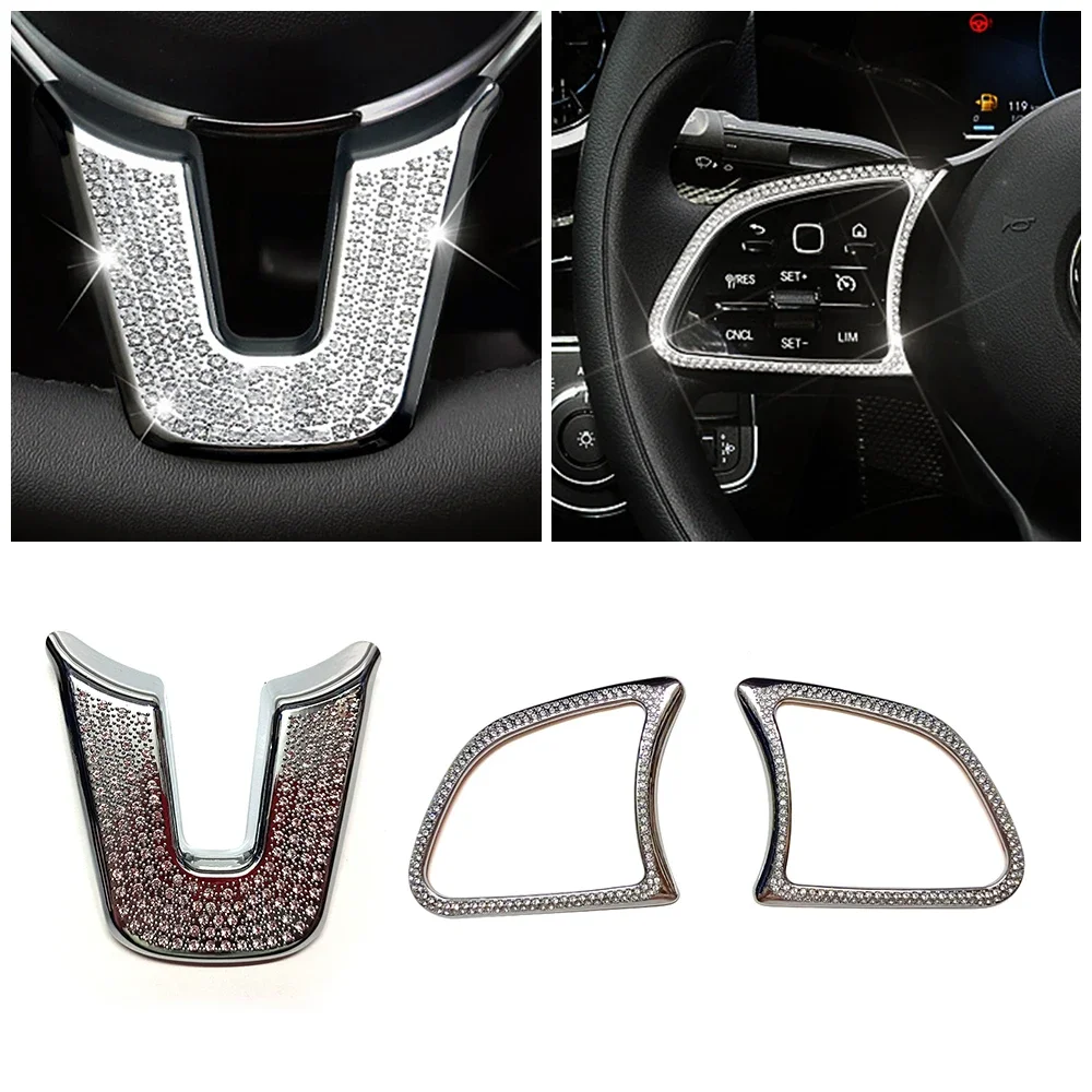 Für Mercedes Benz A B C E CLA CLS GLA GLB GLC GLE Klasse Auto Teil Refit Lenkrad Taste Rahmen Trim Kristall Diamant Aufkleber