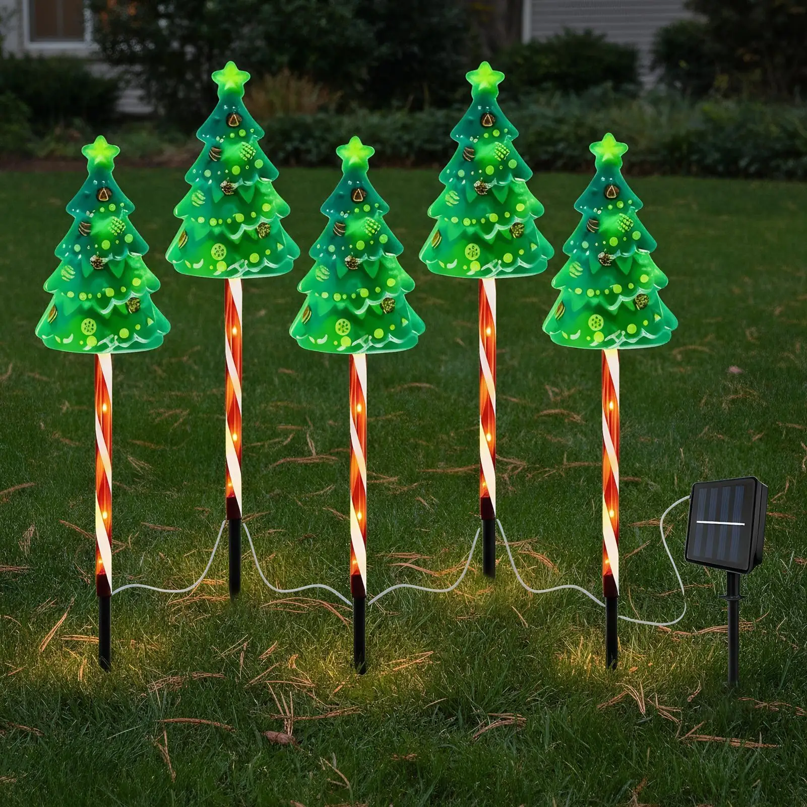 Christmas Tree Pathway Light 600mAh Solar Powered Waterproof Outdoor Christmas Decorations for Yard Driveway Pathway Front Door