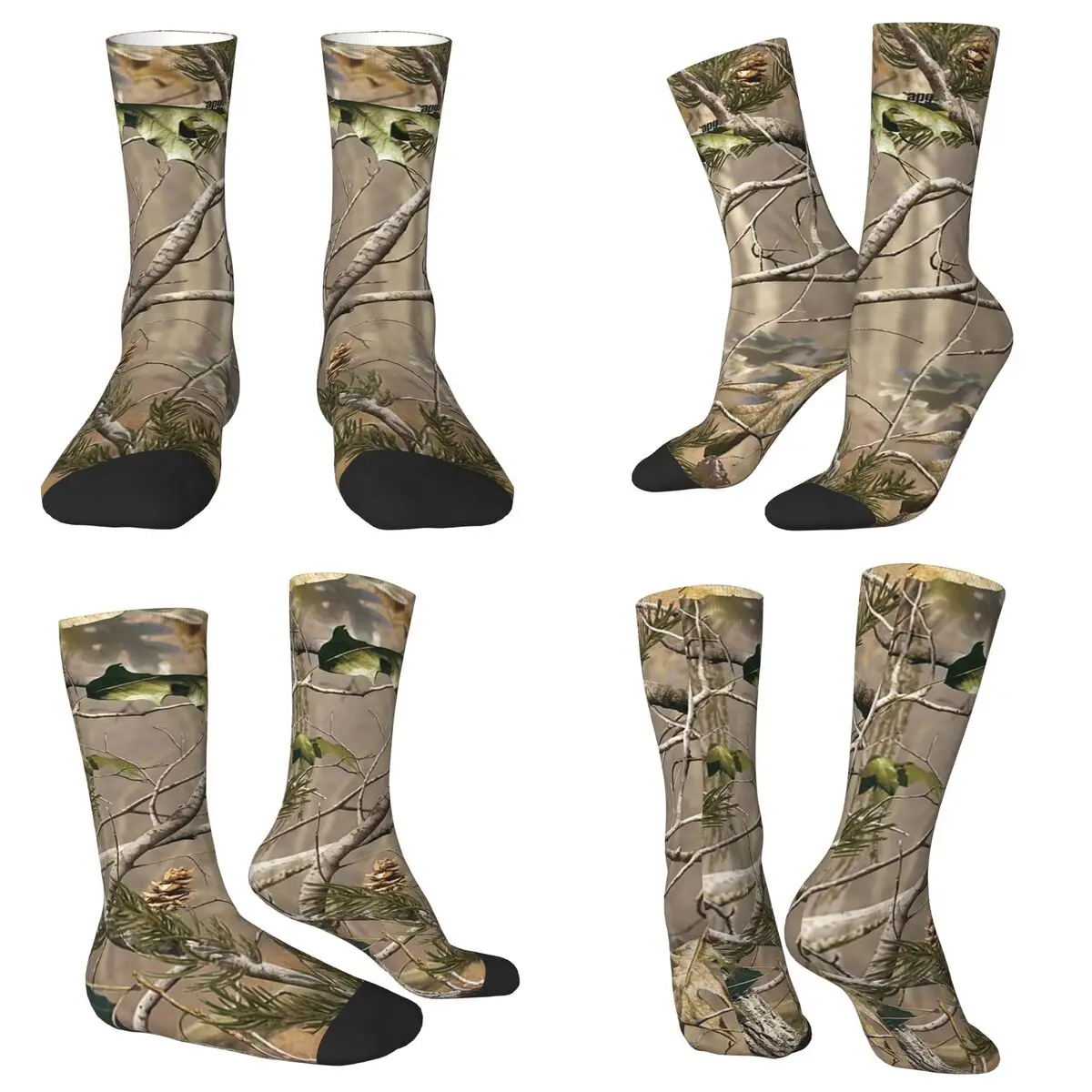 All Seasons Crew Stockings Real Tree Mossy Oak Socks Funny Long Socks for Men Women Valentine's Day Gifts
