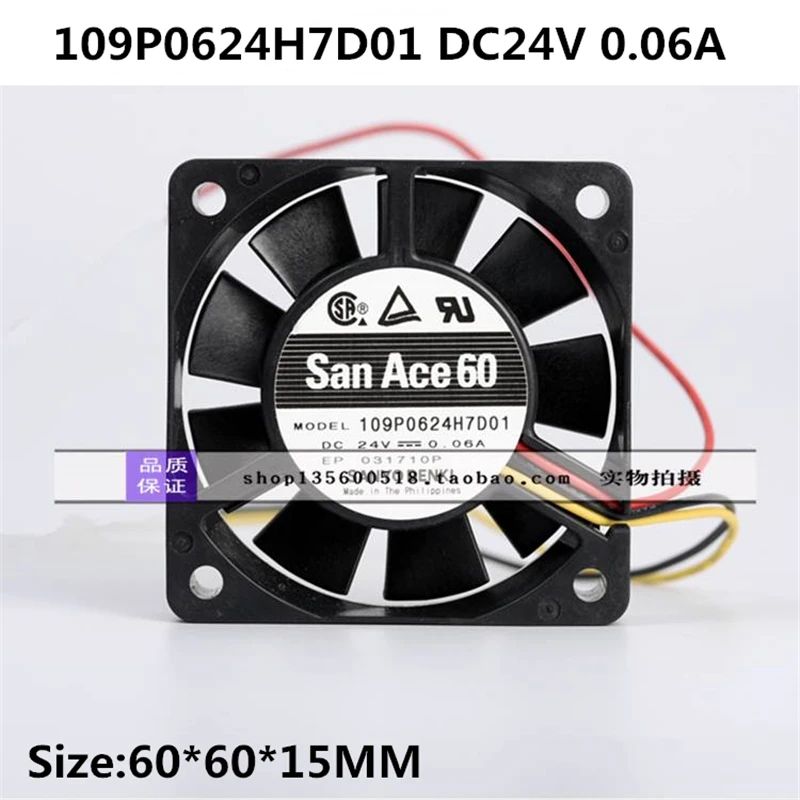 New original 109P0624H7D01 6cm DC24V 0.06A 6015 3-wire Fanuc system cooling fan