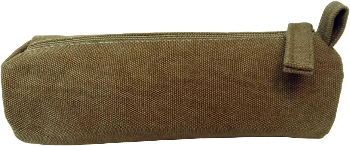 

Heavy Canvas Pencil Case with Zipper, Durable Small Medicine Bag for Travel, Khaki 1 Pack