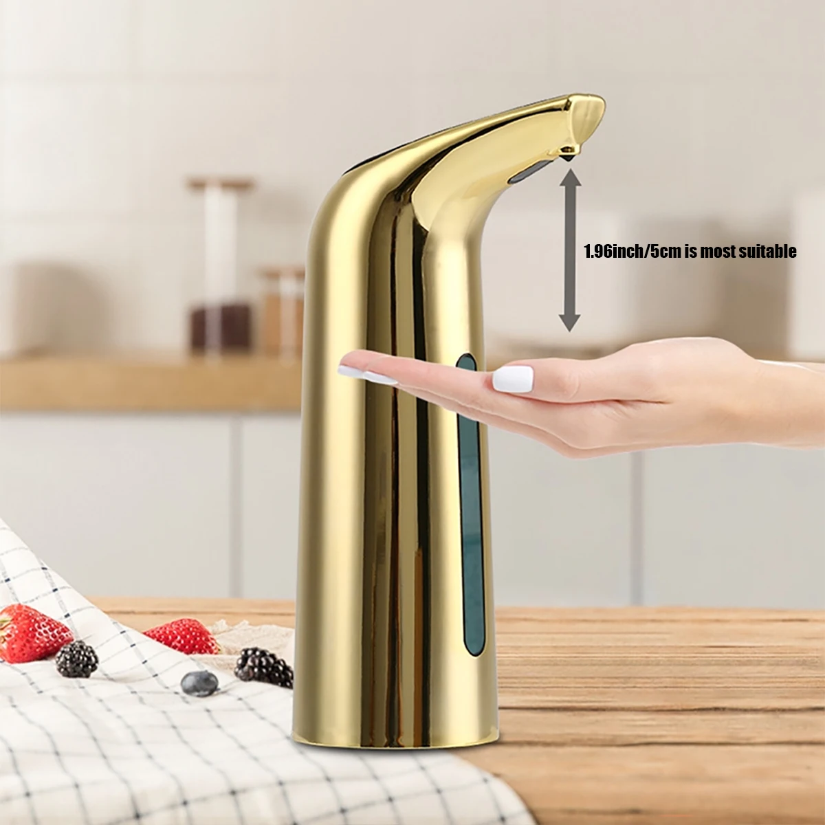 Dispensador Automático de Jabón en Espuma sin Contacto con Sensor Infrarrojo de Gran Capacidad, 13.53 Onzas (400 ml), con una Botella de Color Dorado de Alta Gama Dispensador de Líquido Inteligente con Sensor, Ideal para Lavado de Manos, Limpieza de Cocina, Accesorios de Baño y Uso en Oficina — Funciona con Batería (Sin Enchufe, Se Vende por Separado)