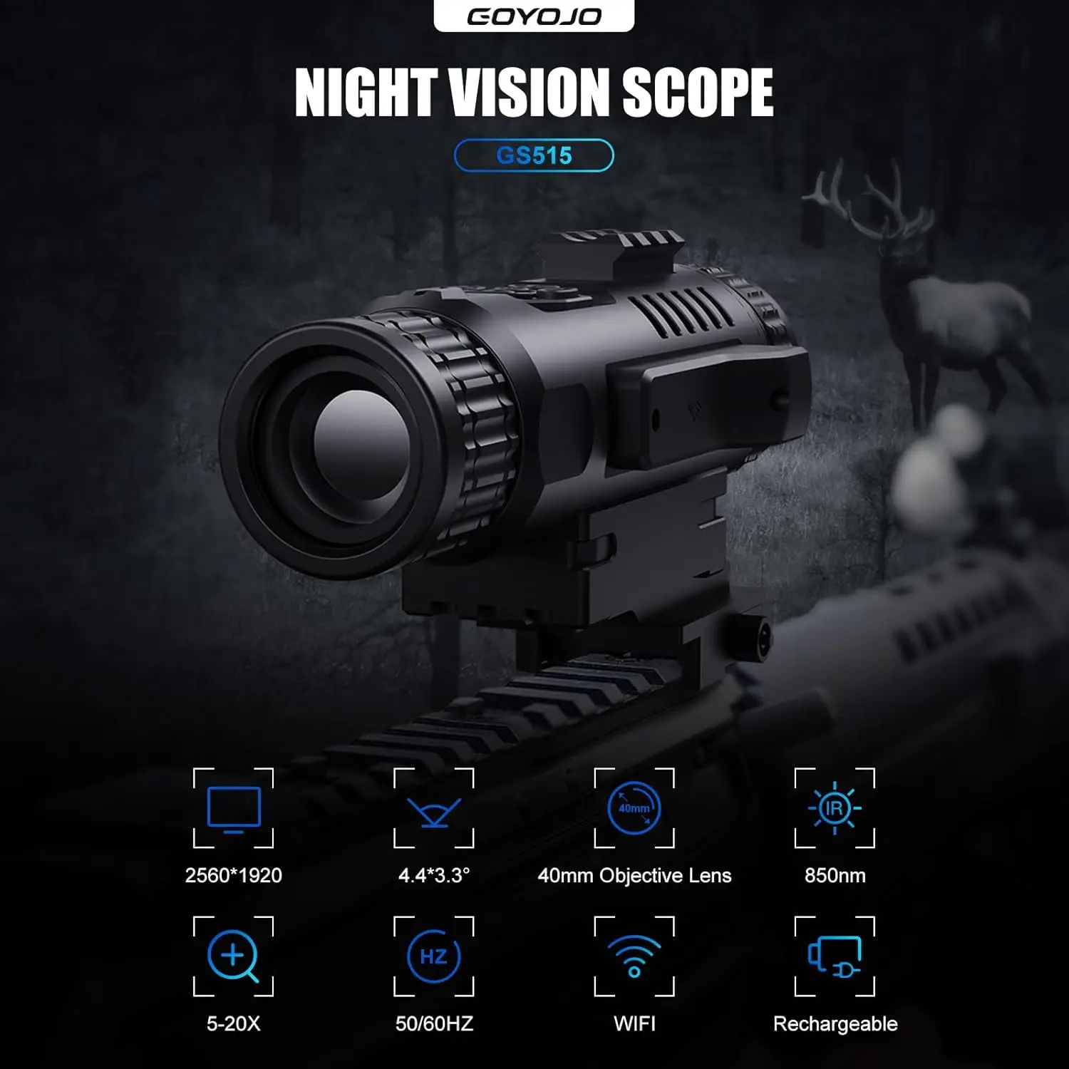 Digital Night Vision Scope Night 5-20X Hunting 256x192 Resolution with WIFI Night Observation Range Up To 300M