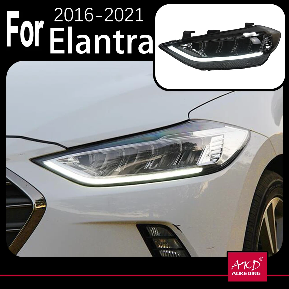 

AKD Car Model for Hyundai Elantra Headlights 2017-2020 Elantra Headlight Dynamic Signal DRL LED High Low Beam Auto Accessories
