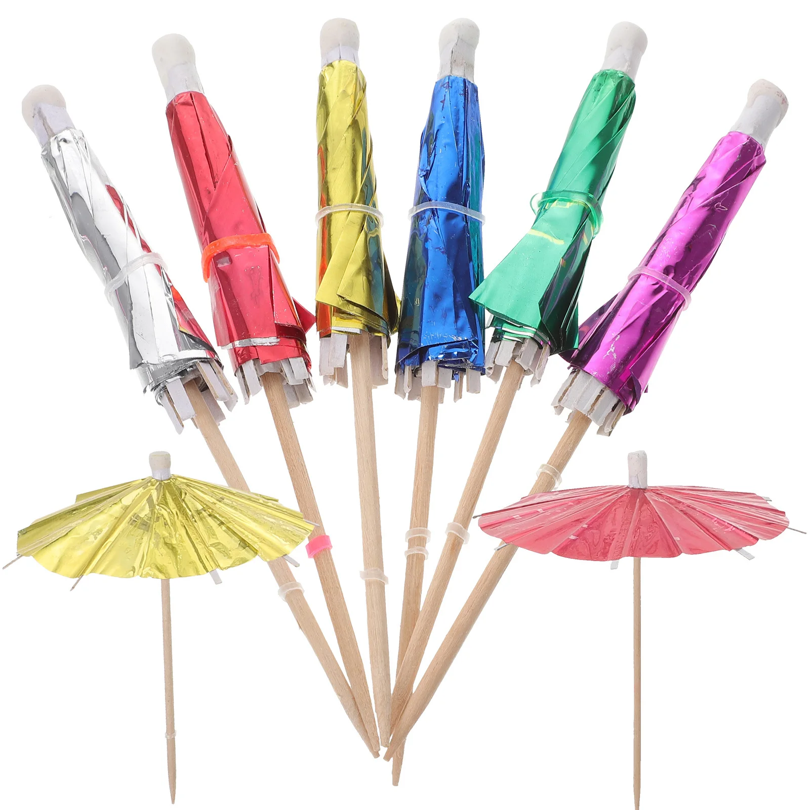 

50Pcs Tropical Cocktail Picks Fruit Sticks Paper Umbrella Decorations Party Favors Summer Accessories