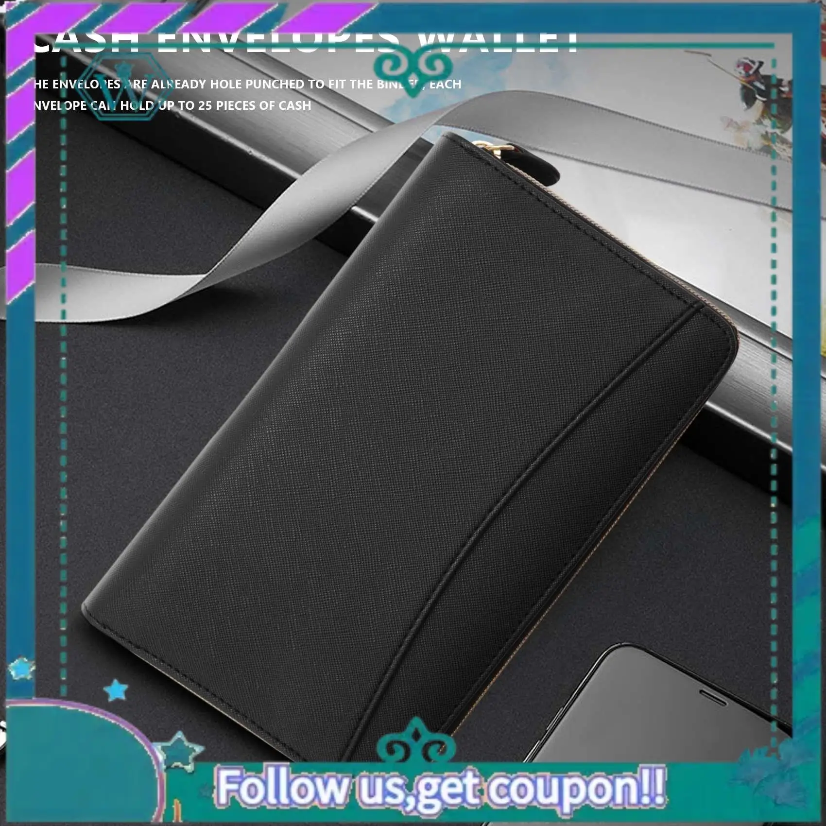 Sistema de billetera de sobres de efectivo todo en uno A75Q con 12 sobres de presupuesto y 12 hojas de presupuesto para planificador financiero